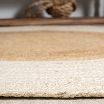 Oceana Two-tone Boho Jute Circle Area Rug